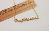 Custom Handwriting Necklace in Yellow Gold custom necklace
